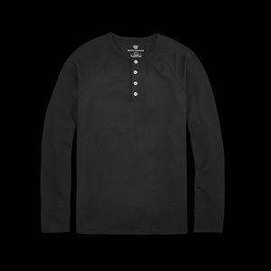 Mack Weldon WARMKNIT Waffle Henley Black